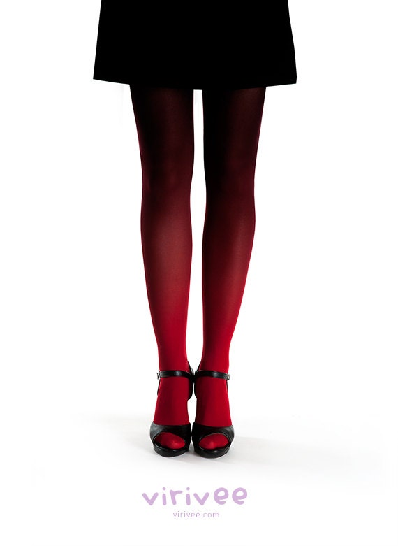 Ombre tights red-black