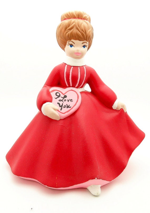 Vintage Valentine Girl Figurine 1971 Doll by LOVETIMELESSVINTAGE