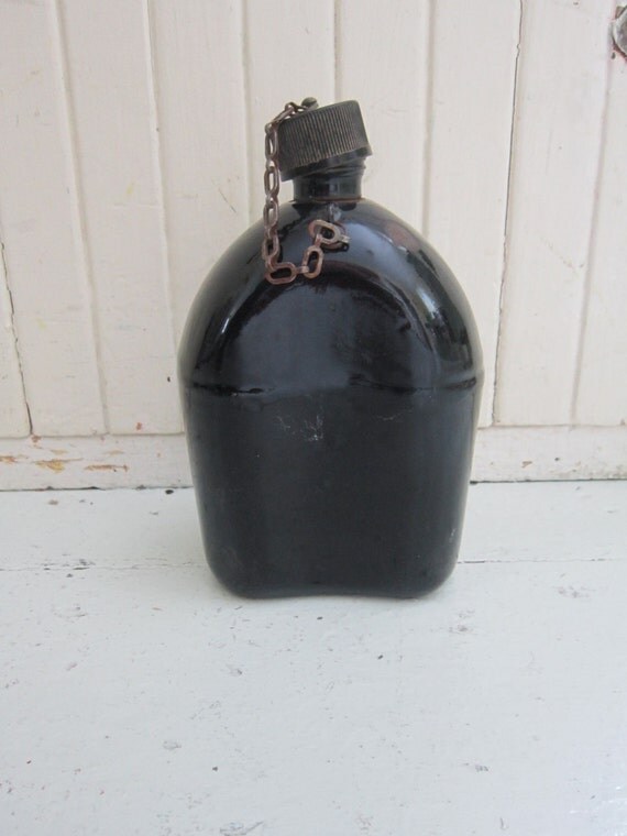 Sale 1942 Enamel Metal Hip Flask WWII Army Canteen