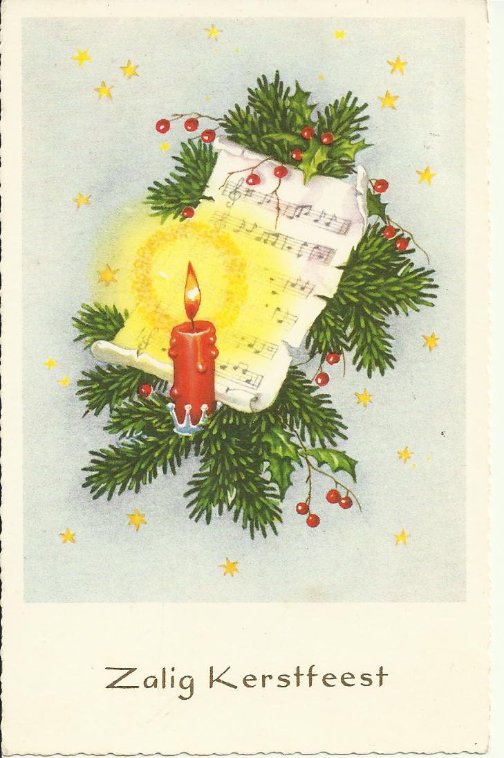 Vintage Dutch Christmas Postcard Zalig