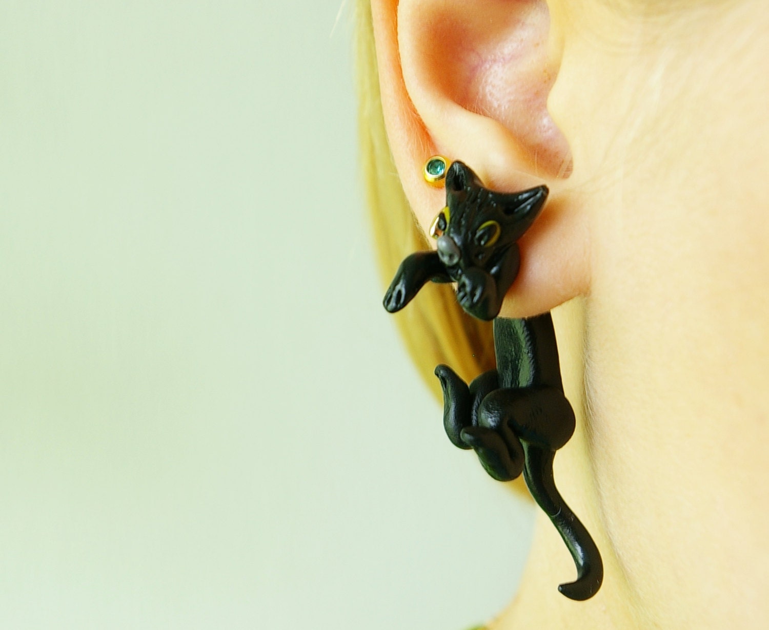 black cat earrings clinging earring halloween earrings cat