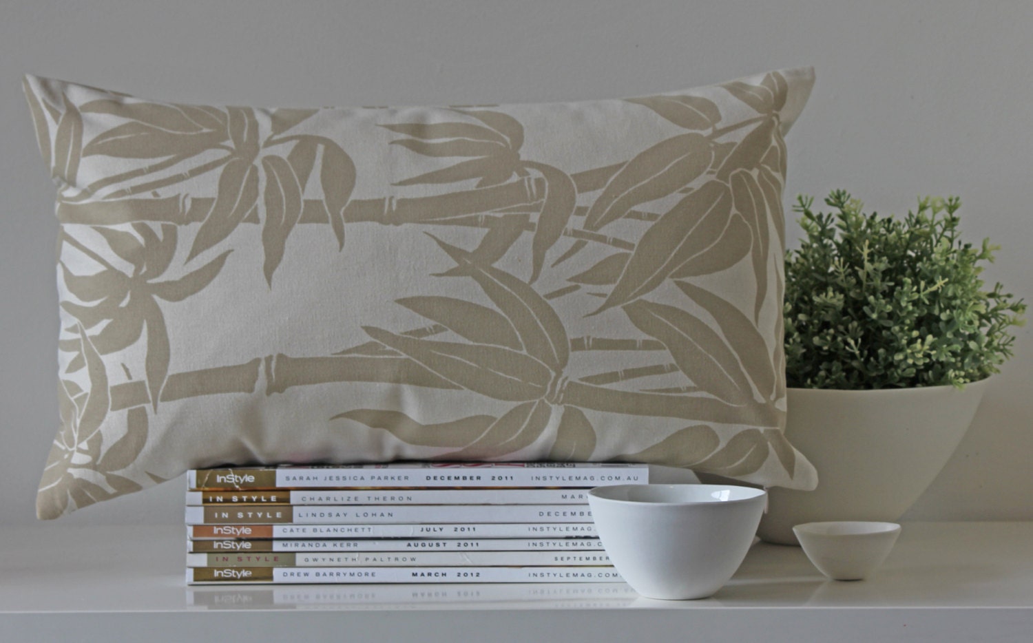 Cushion Cover 30 x 50cm 'Japanese Bamboo' in Taupe