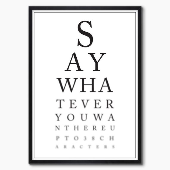 items similar to eye chart personalized eye test chart