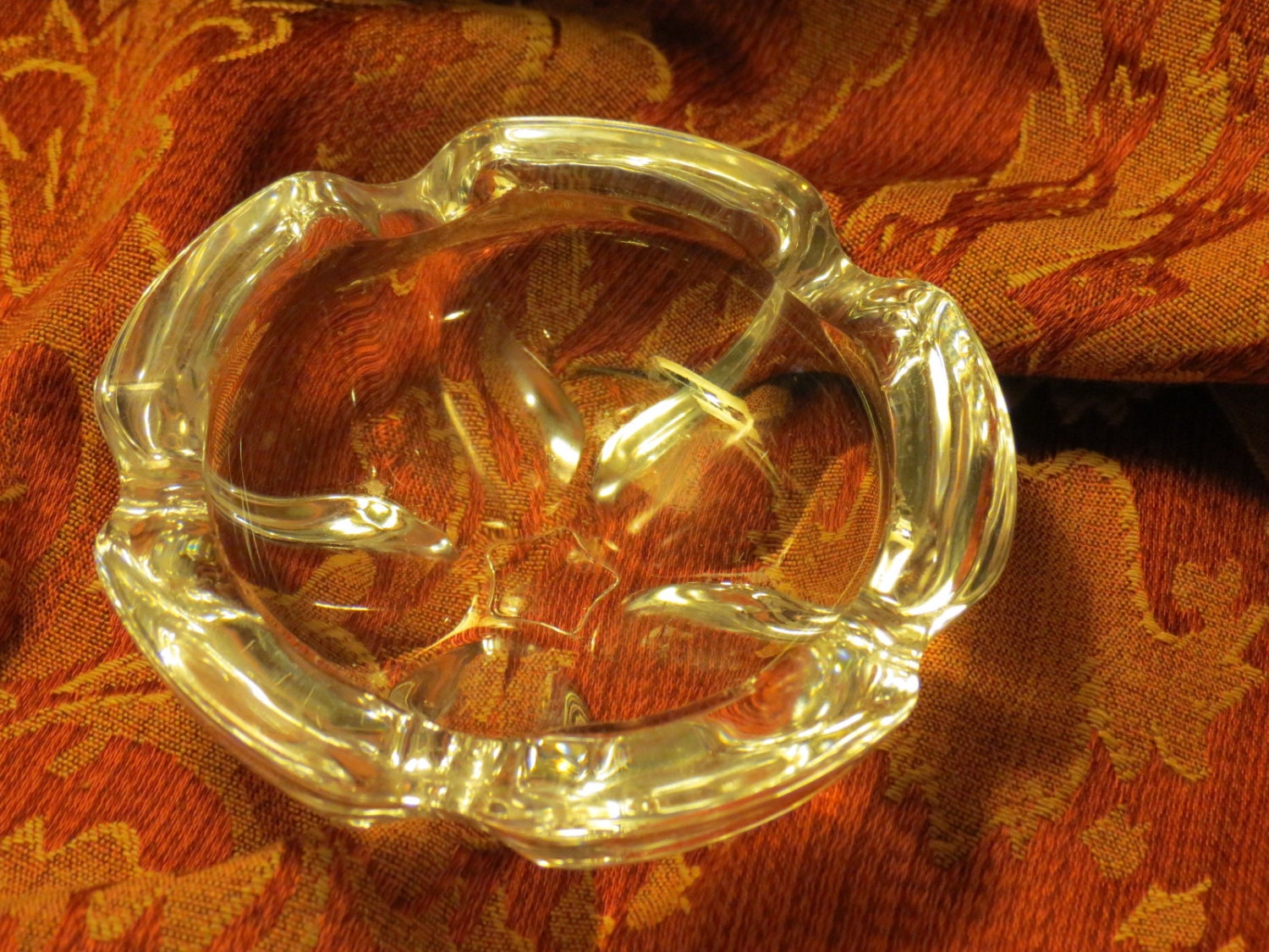 Star Flower Lead Glass Crystal Ashtray 4 1/2