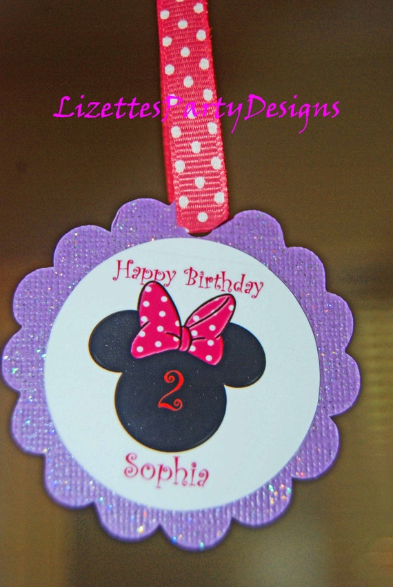 12 Minnie Mouse 3" Tag for Gift bags or Cakepops