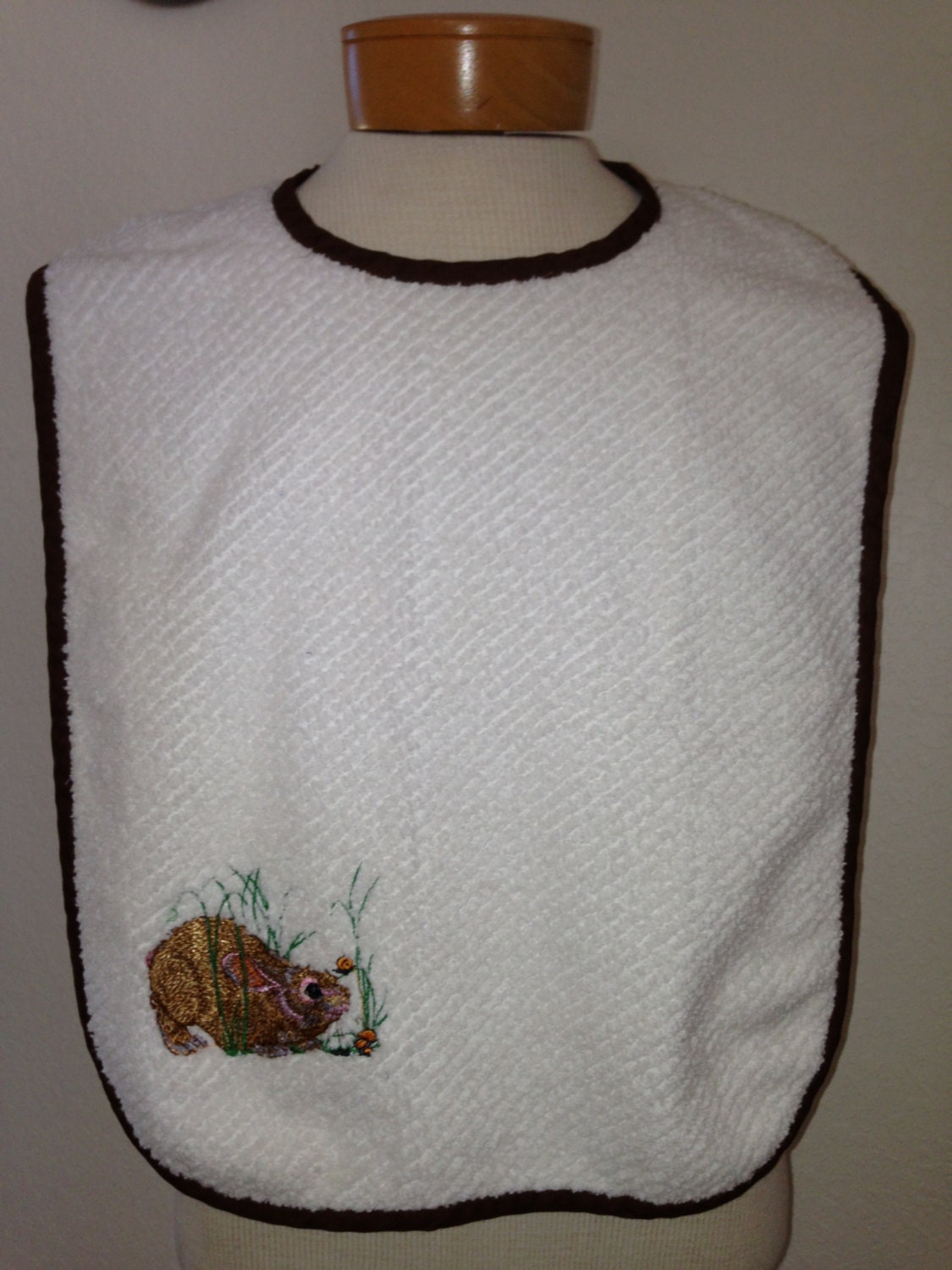 Large Adult Embroidered Terry Cloth Bibs for the Elderly