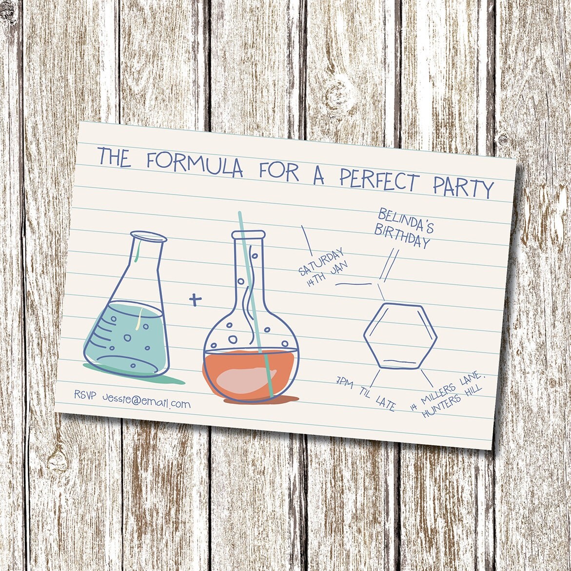 Science chimie anniversaire Invitation imprimable et