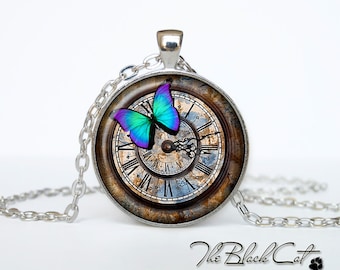 Steampunk clock pendant Steampunk watch necklace Steampunk clock jewelry