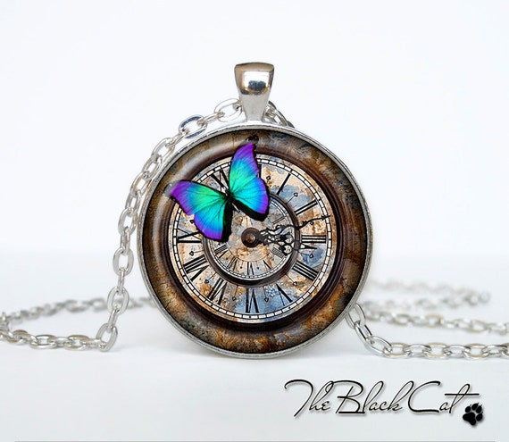 Steampunk clock pendant Steampunk watch necklace Steampunk clock jewelry by TheBlackCatPendants steampunk buy now online