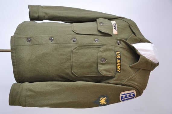 1956 US Army OG-108 Wool Uniform Shirt Badged by GinnandCompany