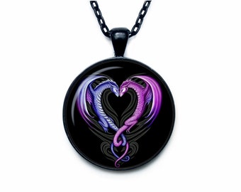 Dragon hearts pendant Dragon necklace Dragon jewelry Valentines day jewelry Valentines day pendant Valentines day gift