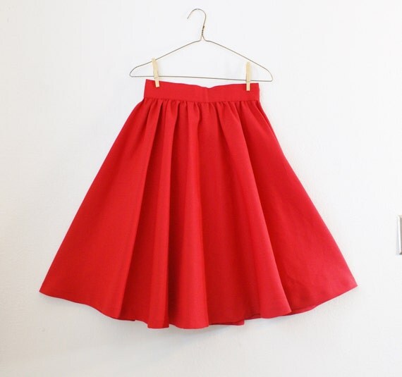 vintage skater skirt red retro skirt twirly flouncy