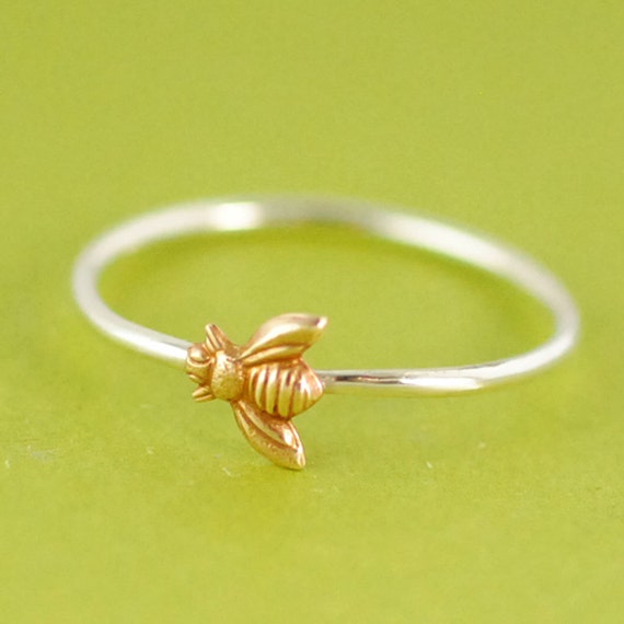 Bumble Bee Stacking Ring in Sterling Silver by SpiffingJewelry