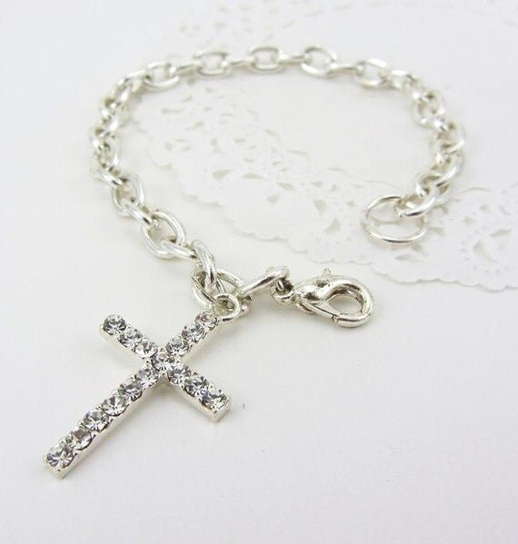 Silver Cross Charm Bracelet by AraceliValencia on Etsy