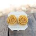 Mustard Yellow Rose Flower Earrings // Goldenrod Flower Earrings // Bridesmaid Gifts // Rustic Vintage Wedding