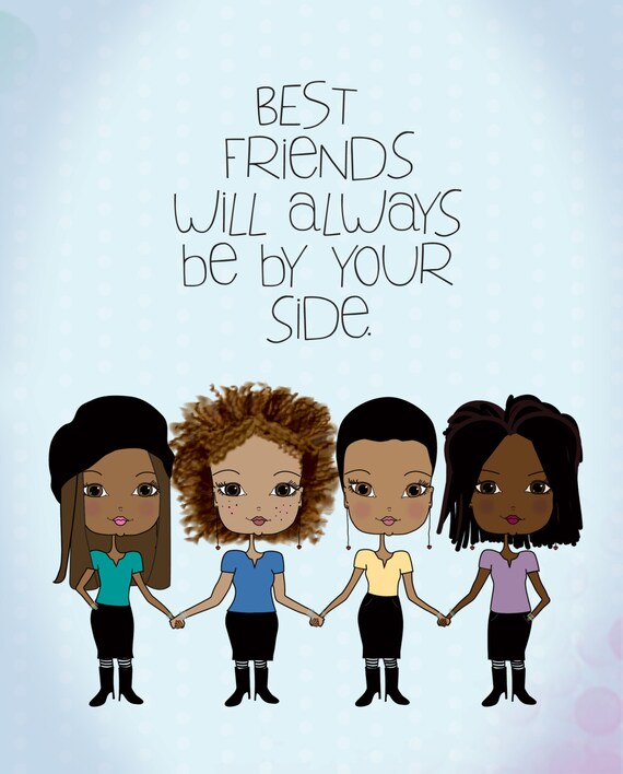 African American Best Friends Art Print