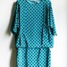 SALE - Teal Green and Black 80ies Polka dot Batwing oversized Summer dress