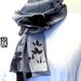 Silk Mens Scarf, Ex Large Silk Scarf. Hand Painted Gray Dark Purple Sumi Bamboo Japanese Scarf. 14x72 in.