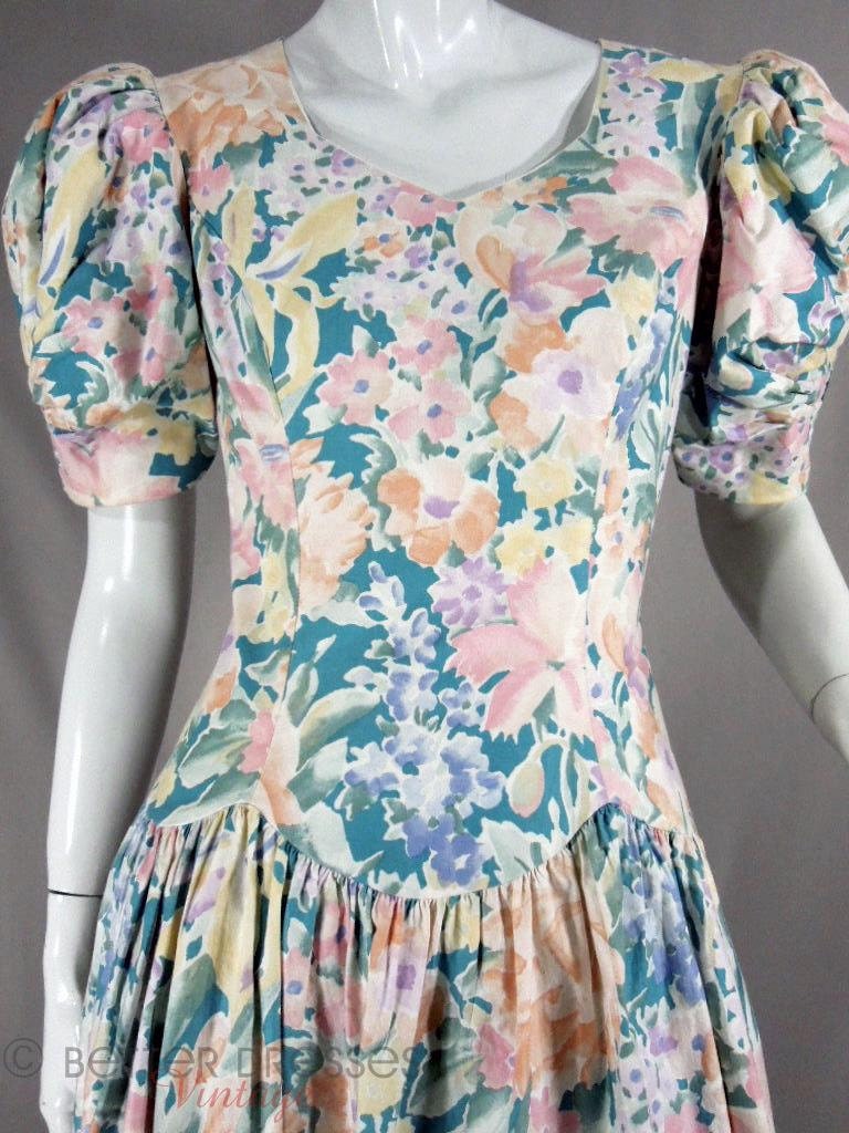 Vintage 80s Floral Party Dress Sm 5124