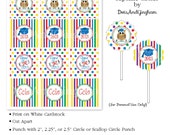 Graduation Owl Primary Colors Printable Cupcake Circles-Graduation Owl Cupcake Toppers-Graduation Cupcake Topper-Kindergarten Graduation Il_170x135