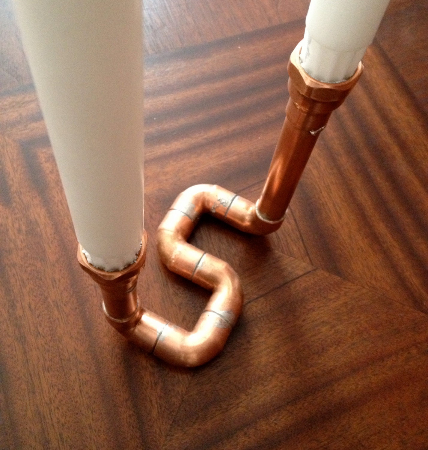 Copper Pipe Candle Holder Industrial Candlestick by MacAndLexie