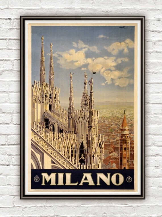 Vintage Poster Of Milan Milano Italy Italia 1920 Tourism