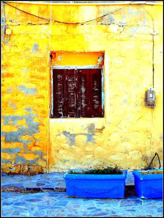 Items similar to Greek yellow house 12" x 8". 30 x 20cm. fine art print