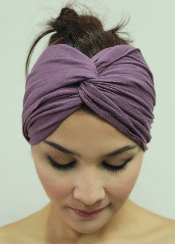 Purple Twist Turban Headband Gypsy Headwrap Boho Violet