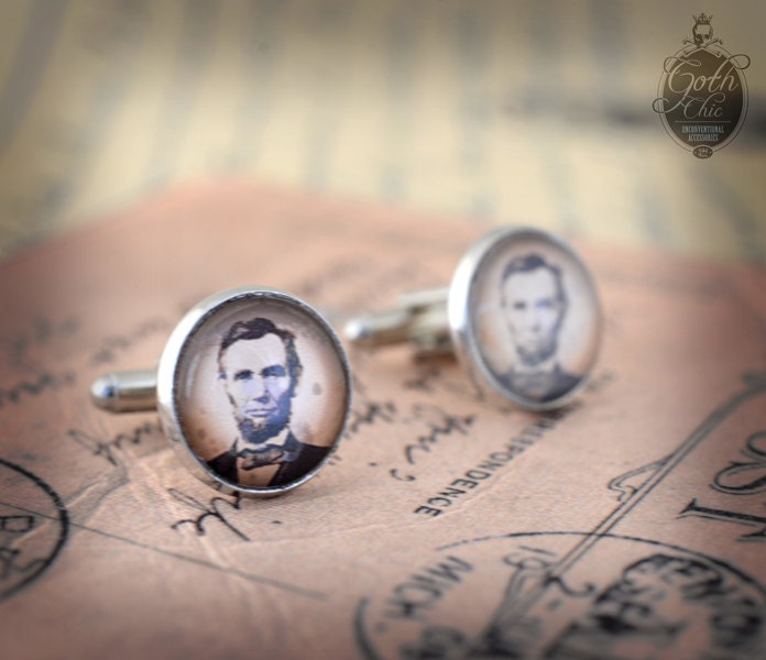 Cufflinks - Gothic- Steampunk "President Abraham Lincoln" - vintage style - hand made - Gift for Him - steampunk buy now online