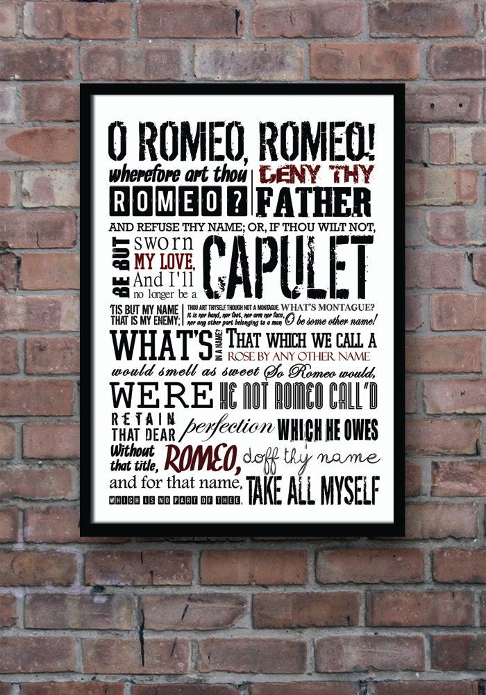 ROMEO and JULIET Poster Shakespeare quote Literature print