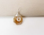 Citrine Raw Cut  Gemstone  stone Wire Wrapped Sterling Silver Pendant Handmade Jewelry 1 #52