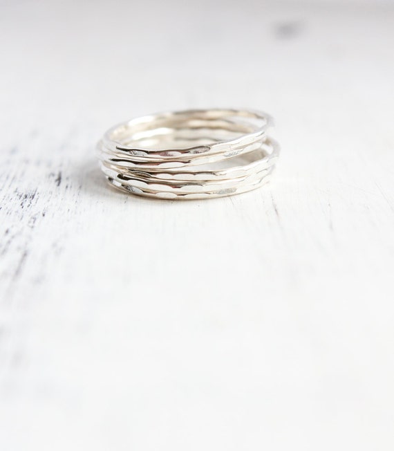 silver stacking rings, gifts under 50, eco friendly, thin silver ...