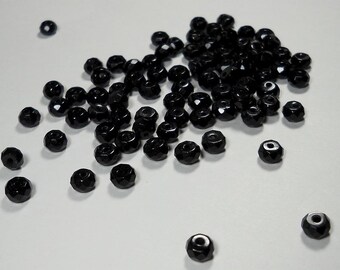 Black Onyx Faceted Rondelle Beads 5mm - 6mm