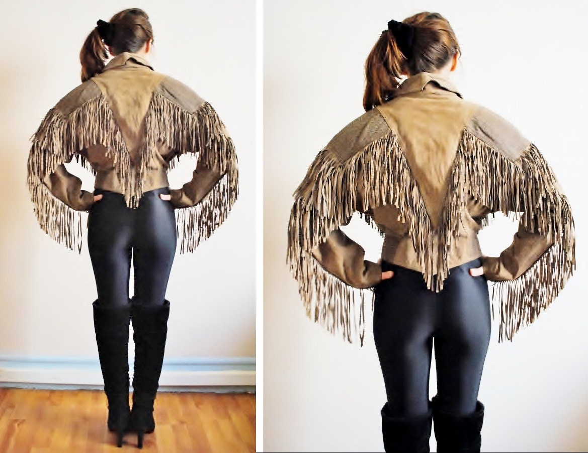80s Vintage Suede Cowboy Jacket with Tassels
