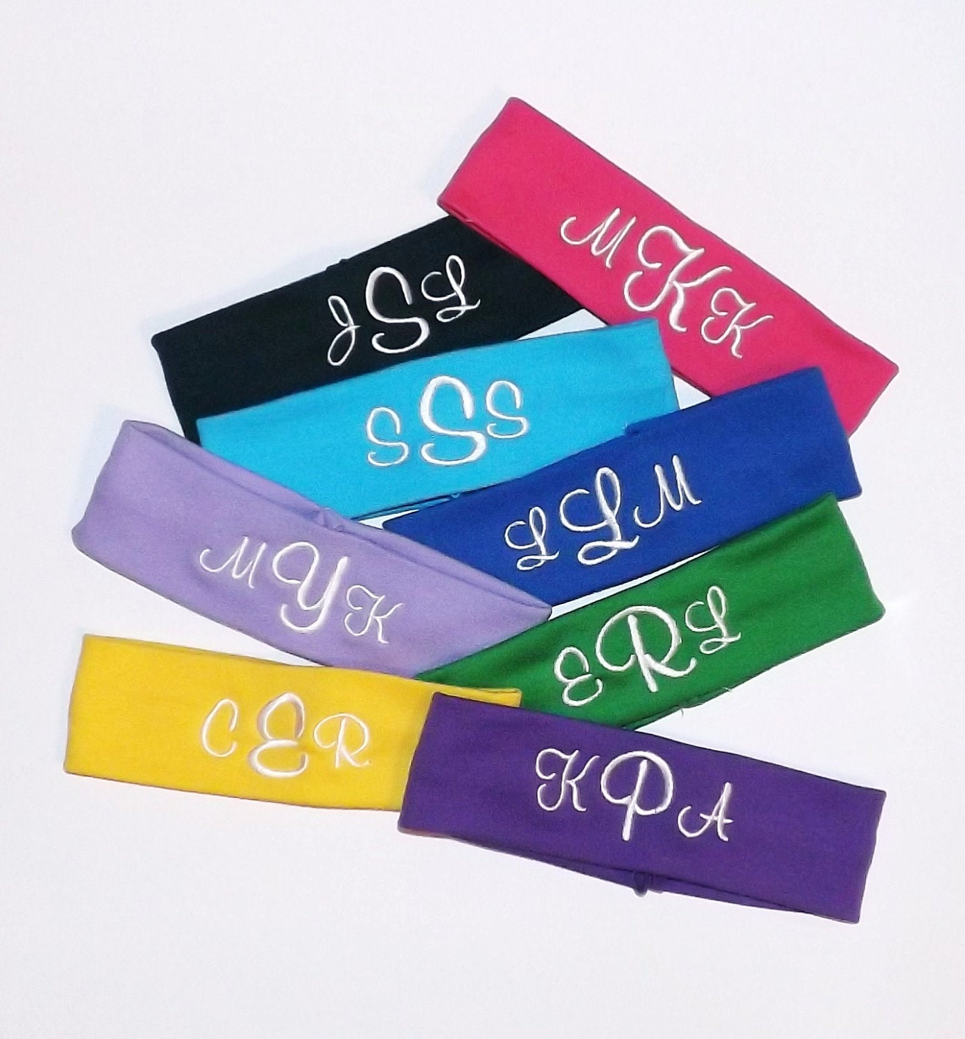 Set of 16 Monogrammed Headbands Initials Send Headband