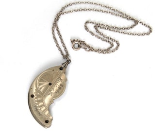 The "Steam Relic" Steampunk Necklace with STUNNING Antique Pocket Watch Plate Guilloche Engraved by Nouveau Motley