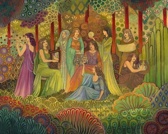 Nine Muses Greek Goddess Art Deco Psychedelic 8x10 Fine Art Print