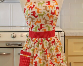 Apron Retro Style Bambi Deer CHLOE Full Apron