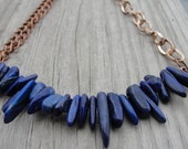 Rio. Lapis Lazuli Copper and Rose Gold Multi Chain Necklace