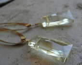 Baubles. Jonquil Trapezoid Crystals and Yellow Gold Hoop Earrings
