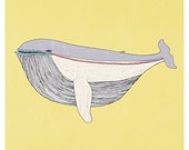 Whale - hand painted screen print
