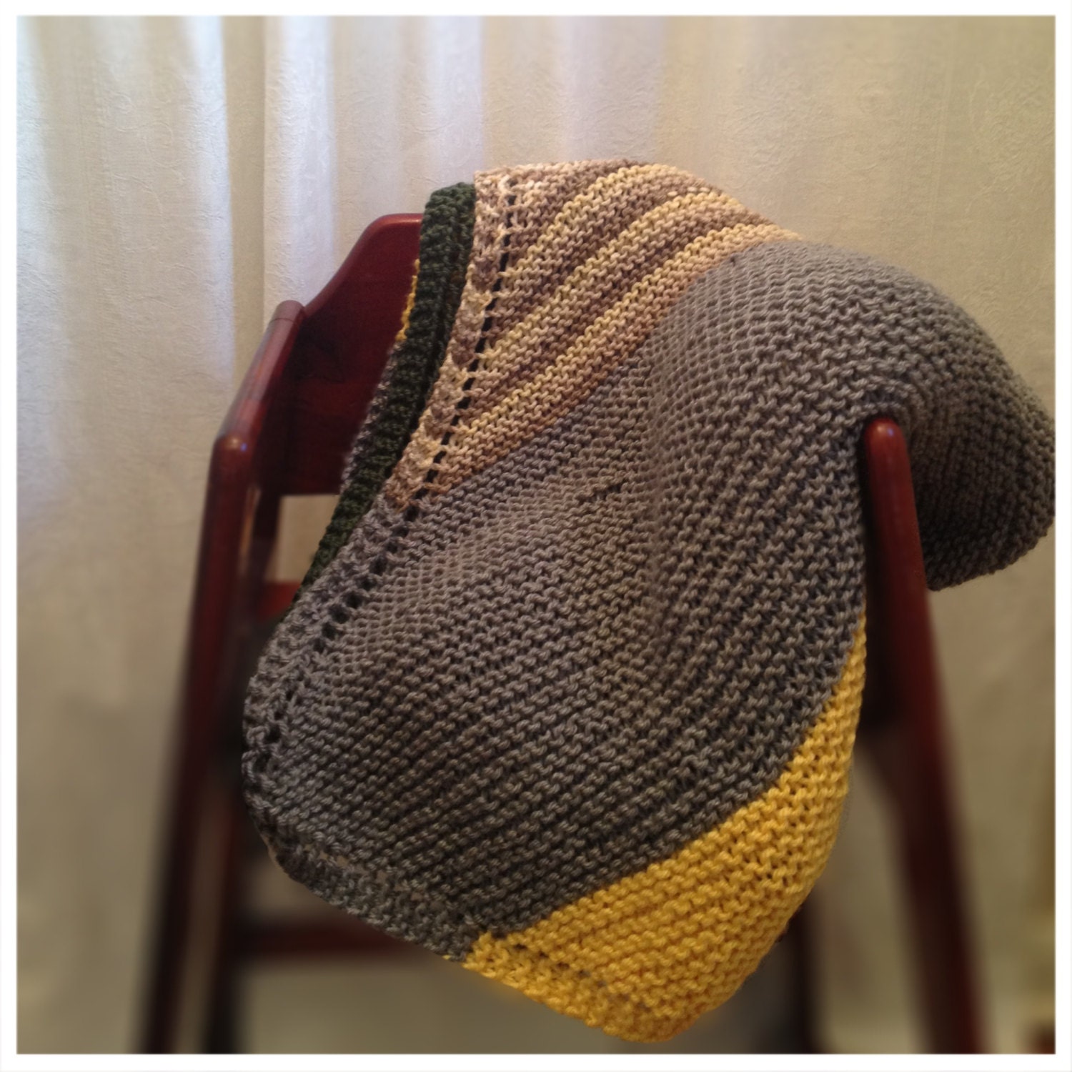 Diagonal Striped Knitted Baby Blanket