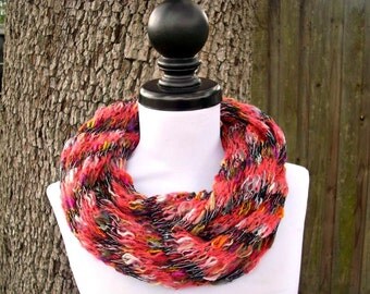 Circle Scarf Infinity Scarf Knit Cowl - Infinity Cowl Pink Cowl Black Cowl Pink Scarf Black Scarf Womens Accessories - READY TO SHIP