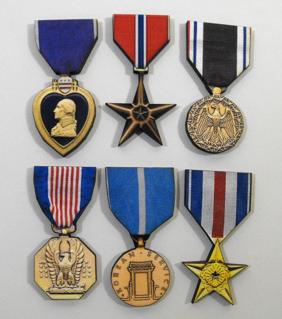 Wooden USA Military Medals Collection of 12 Different Wood