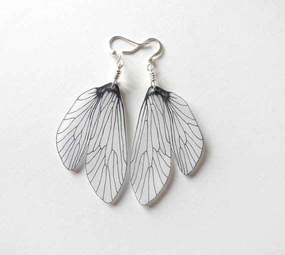 Items similar to Caddisfly wing dangle earrings on Etsy