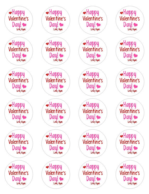 Happy Valentine's Day Personalized Stickers, Valentines Day, Goodie ...