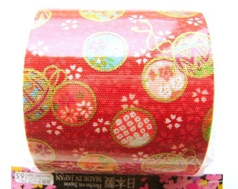 Japanese Fabric Tape Cherry Blossoms Temari Japanese Balls Red