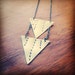 Double Inverted Triangle Pendant Necklace - Hand Hammered Design on Brass - One Of A Kind