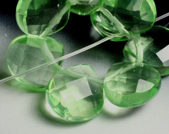 Light green quartz faceted teardrop briolette 10x10mm, 2 pcs (item ID L02LGQT10x10)
