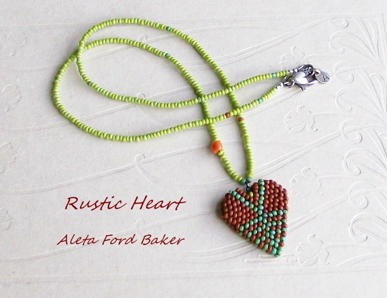 Necklace Beaded Heart Rustic Bead Charm Pendant Jewelry